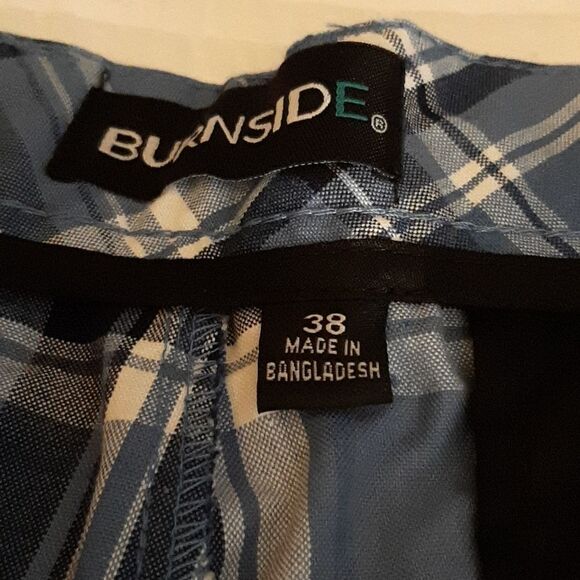 BURNSIDE COTTON  Cargo Blue Plaid Shorts 38‎ New/Tags - Picture 5 of 8